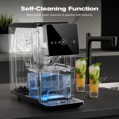Countertop Nugget Ice Maker, 33LBS/24H, Soft Chewable Nugget Ice Machine With1.8L Removable Water Tank, One-Touch Automatic Ice Dispensing, Self-Cleaning, Black