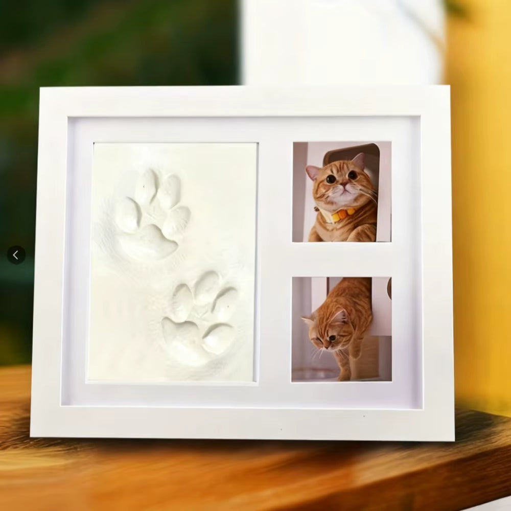 1Pcs DIY Pet Paw Print Memorial Set - Clay Mold & Photo Frame, Souvenir Kit for Dogs & Cats, Perfect Pet Memorial Gift