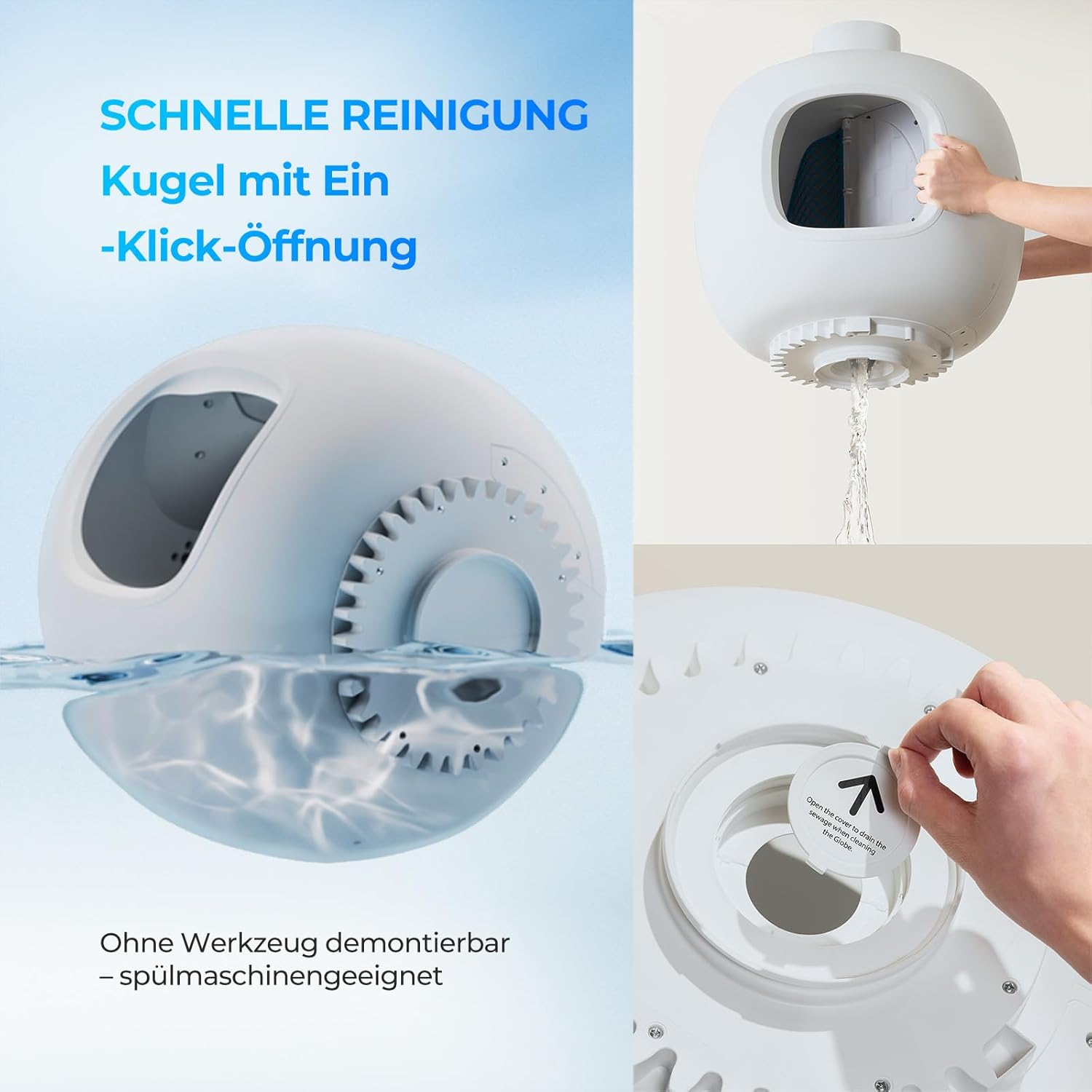 Catlink Baymax Selbstreinigende Katzentoilette, Überwachung Der Gesundheit Ihrer Katze, App-Fernbedienung, Anti-Blockierschutz，Geruchsbekämpfung, 4 Reinigungsmodi, Geeignet Für Katzen Von 1,5-10 Kg