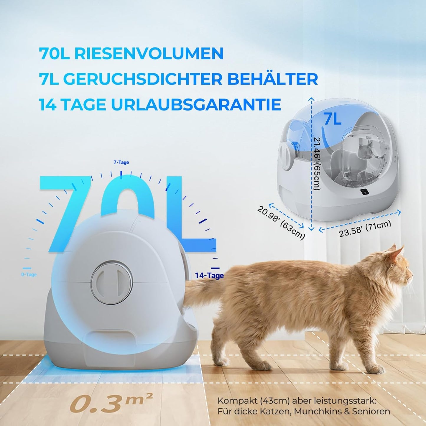 Catlink Baymax Selbstreinigende Katzentoilette, Überwachung Der Gesundheit Ihrer Katze, App-Fernbedienung, Anti-Blockierschutz，Geruchsbekämpfung, 4 Reinigungsmodi, Geeignet Für Katzen Von 1,5-10 Kg