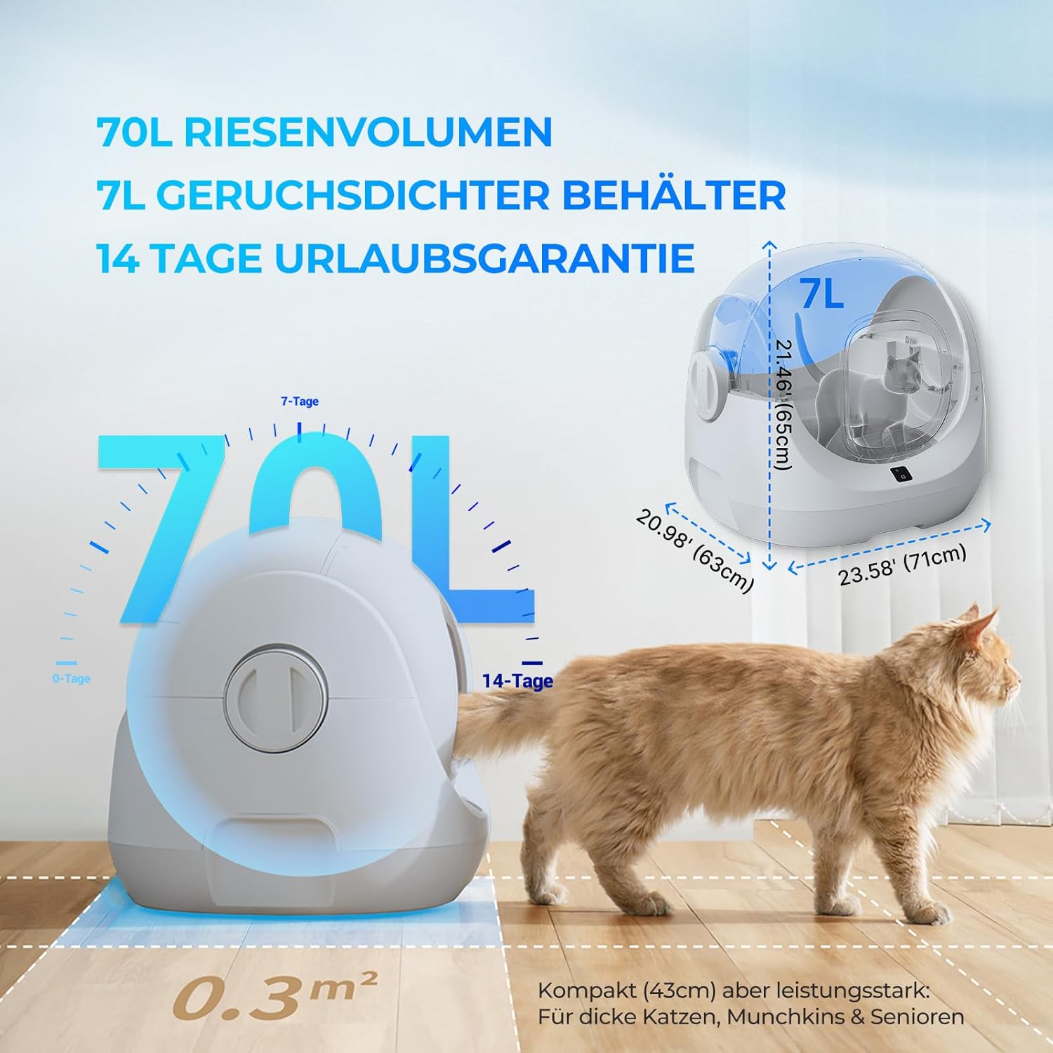 Catlink Baymax Selbstreinigende Katzentoilette, Überwachung Der Gesundheit Ihrer Katze, App-Fernbedienung, Anti-Blockierschutz，Geruchsbekämpfung, 4 Reinigungsmodi, Geeignet Für Katzen Von 1,5-10 Kg