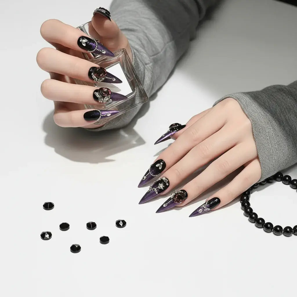 Halloween Almond Press on Nails Long Pointed