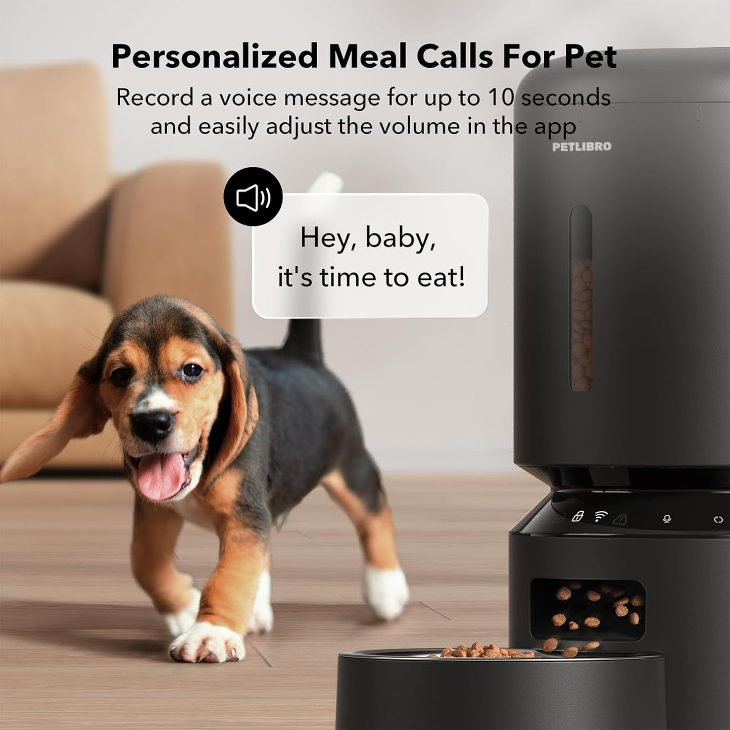 PETLIBRO 5L Automatic Cat and Dog Feeder - WiFi-Enabled Timed Food Dispenser with Freshness Preservation and Low Food Sensor, Serve Up to 10 Meals Daily, Sleek Granary Black Design