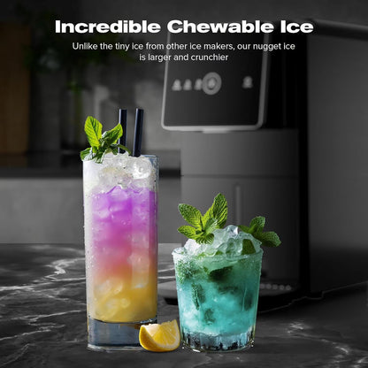 Countertop Nugget Ice Maker, 33LBS/24H, Soft Chewable Nugget Ice Machine With1.8L Removable Water Tank, One-Touch Automatic Ice Dispensing, Self-Cleaning, Black