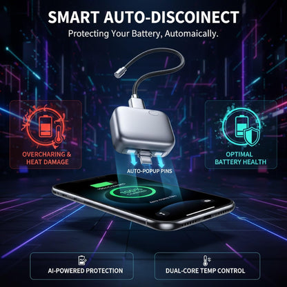 AI Smart Auto Cut Adapter Full Battery Auto Disconnect Protects Health for Iphone Android 140W Smart Cut Charger Automatic Power off Fast Charging Stop Overcharge Prevention USB C Cable Phone Laptop