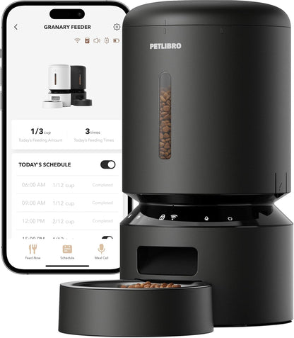 PETLIBRO Automatic Cat Feeder, 5G Wifi Pet Feeder with Freshness Preservation, Timed Cat Feeders for Dry Food, up to 48 Portions 10 Meals per Day, Granary Pet Feeder for Cat/Dog
